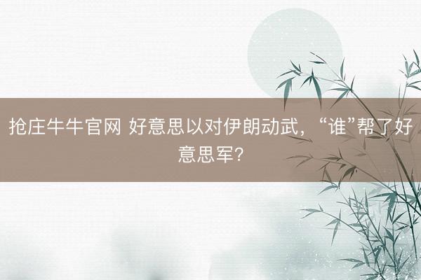 抢庄牛牛官网 好意思以对伊朗动武，“谁”帮了好意思军？