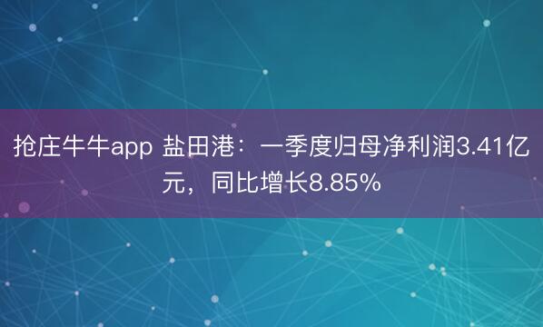 抢庄牛牛app 盐田港：一季度归母净利润3.41亿元，同比增长8.85%